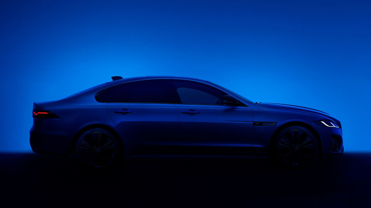 Side profile of Jaguar XF Saloon