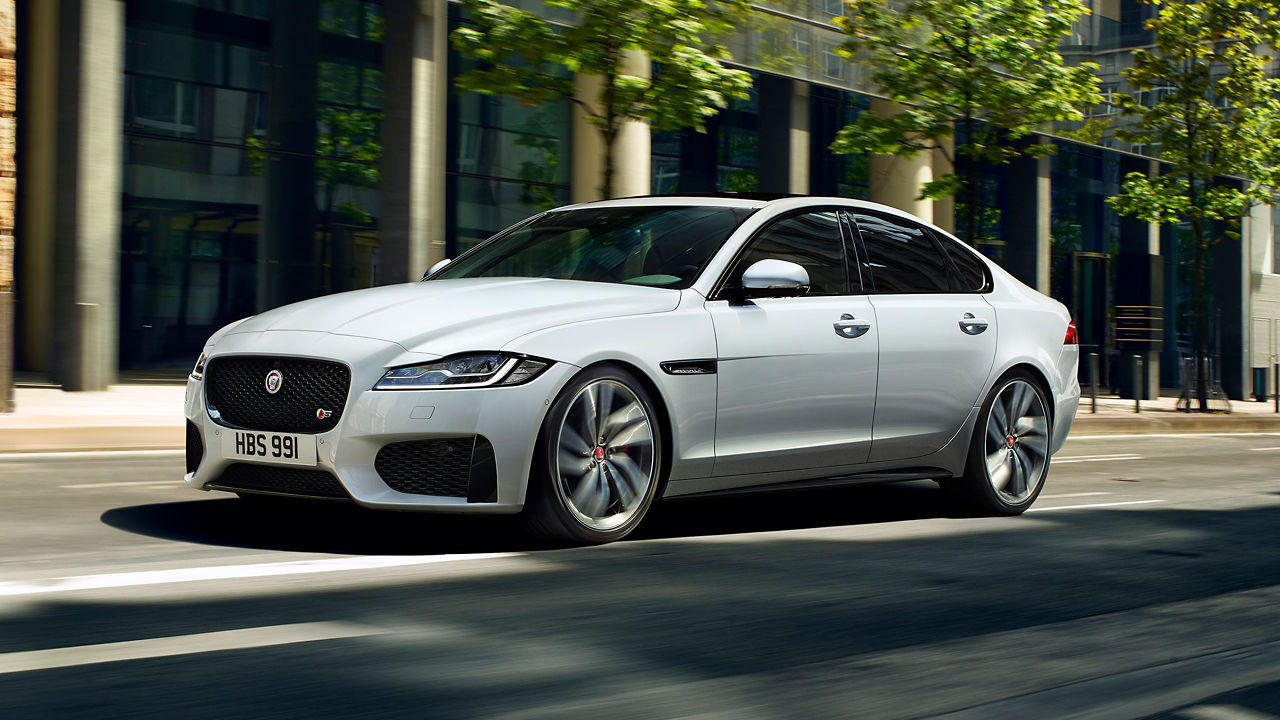 Jaguar XF running on the road