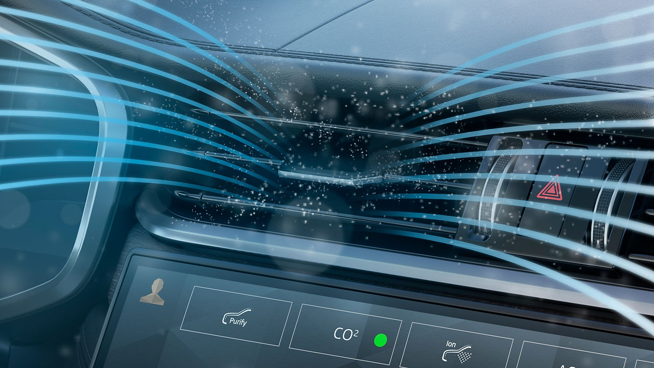 Graphic showing clean air within Jaguar XF Cabin