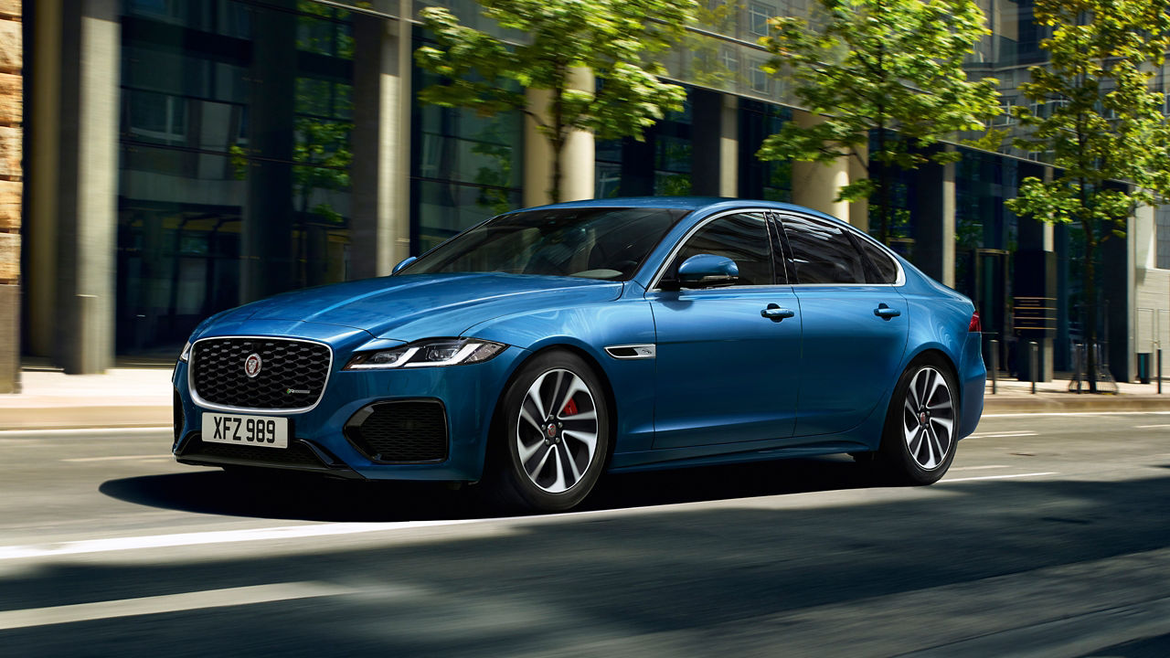 Jaguar Car running in the city road