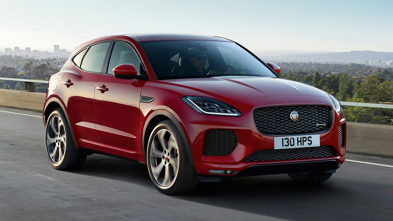 Jaguar E-Pace running on the road