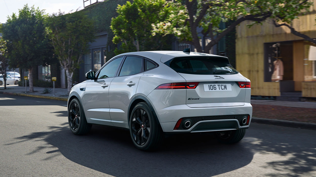 Jaguar E-Pace running on city road