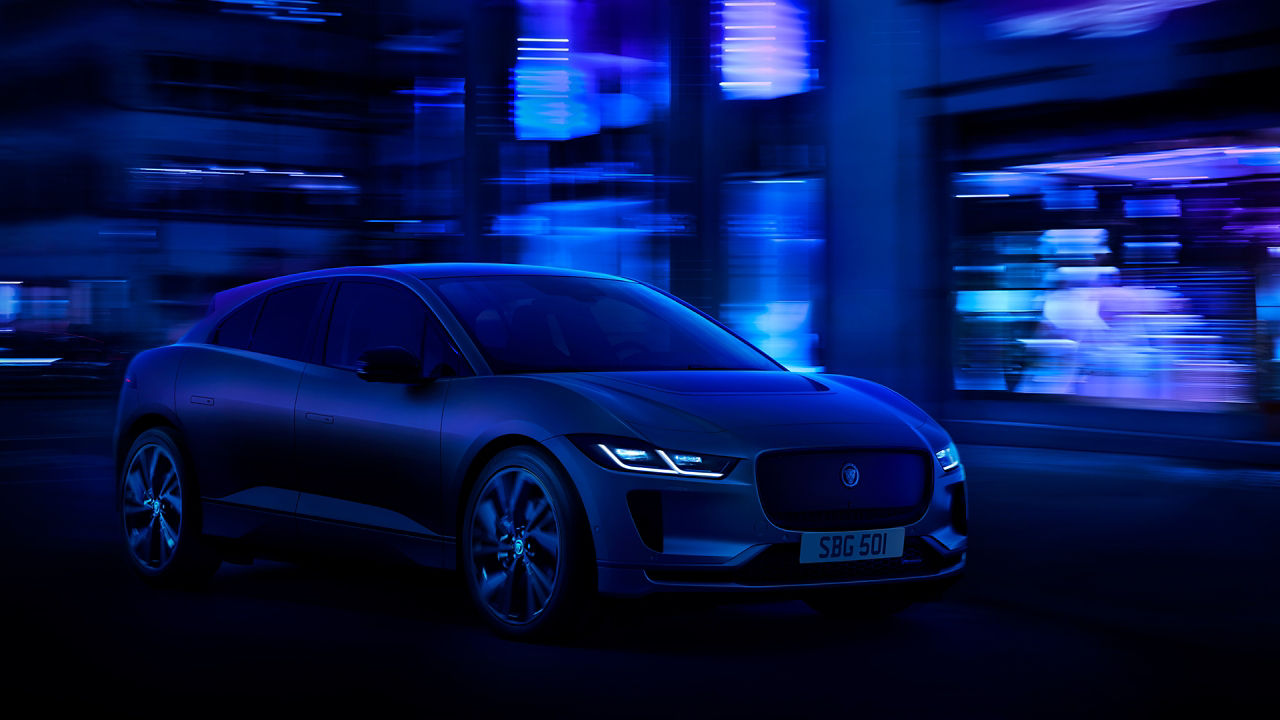 Jaguar I-PACE running in the city