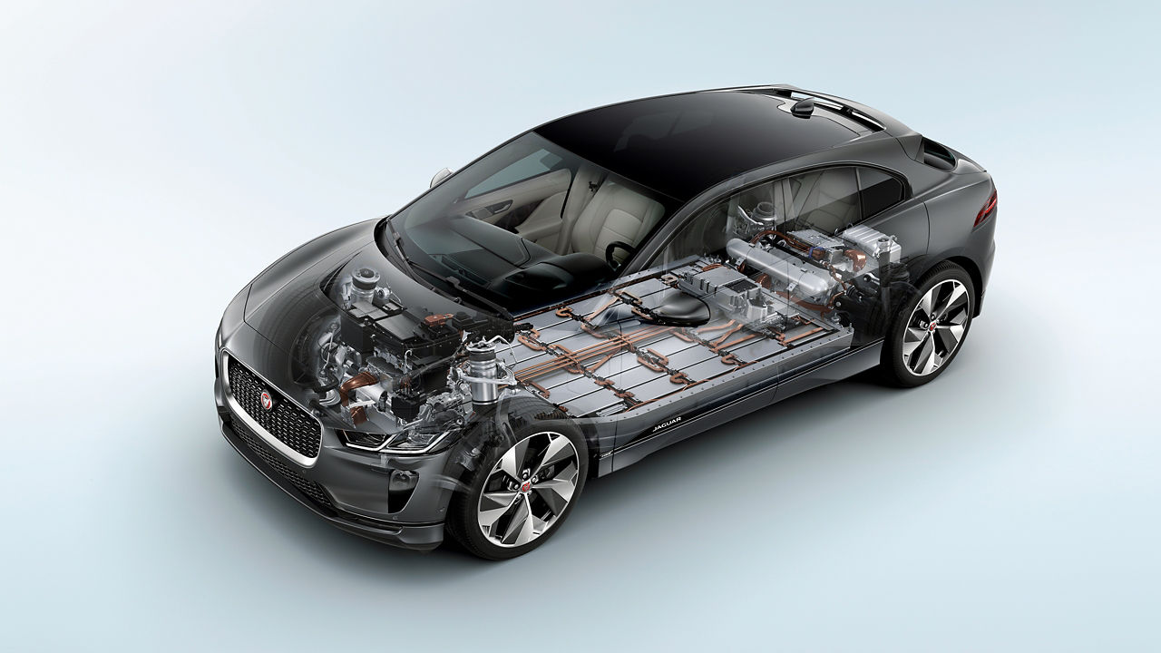 Jaguar I-Pace EV battery placement illustration