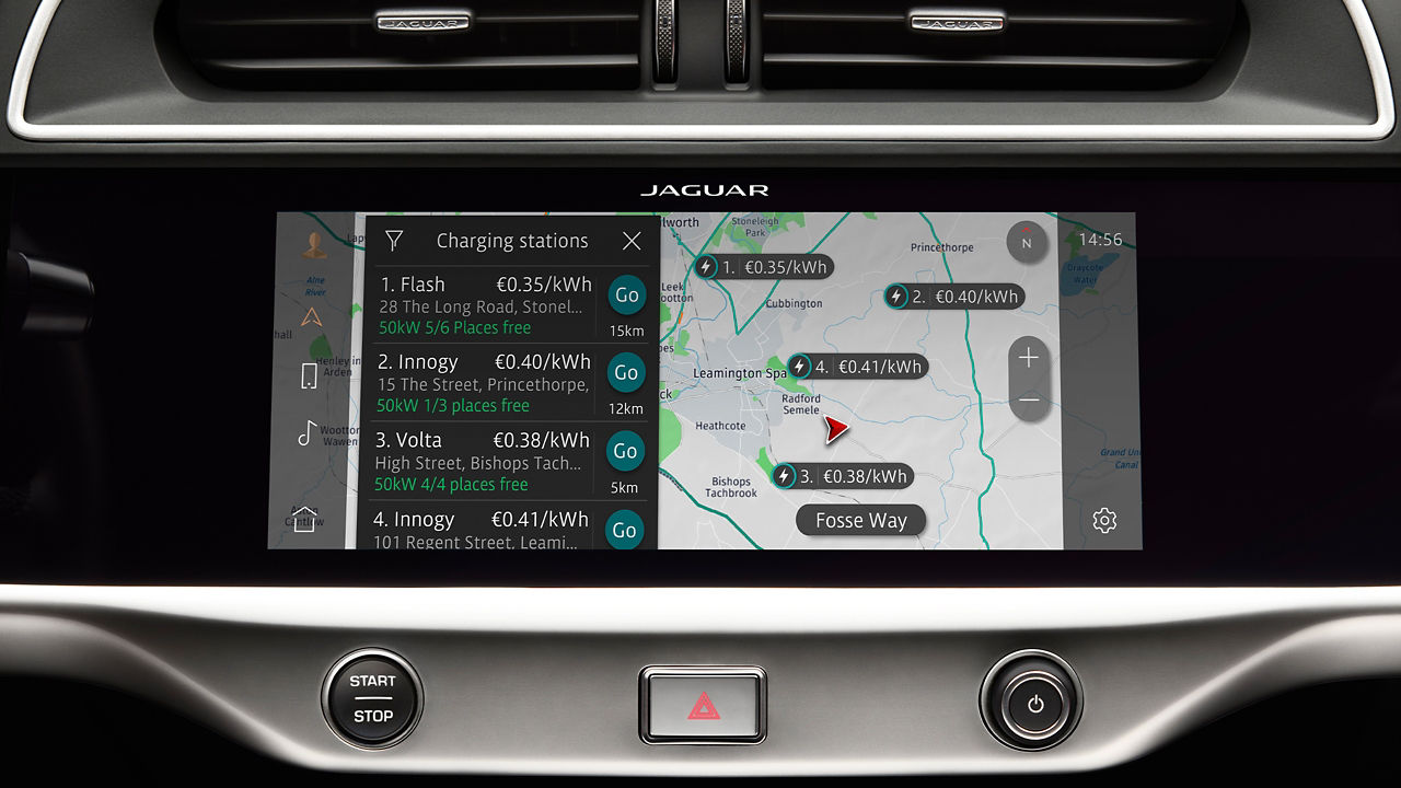 Jaguar I-Pace map navigation screen