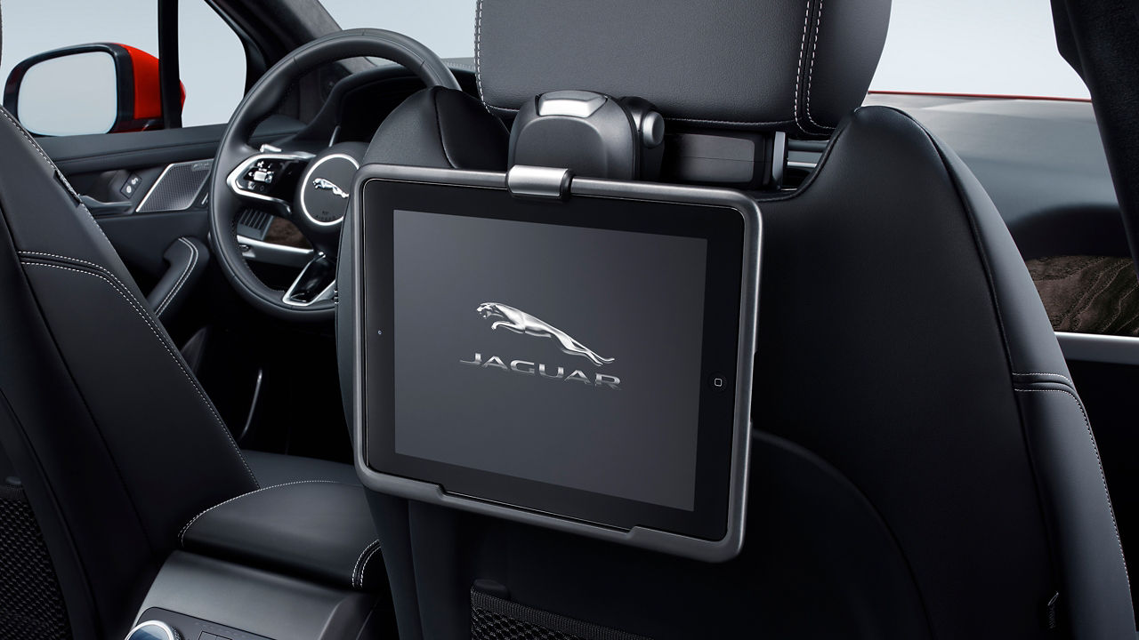 Jaguar I-Pace Personalize with accessories such as the click and play I-pad holder.