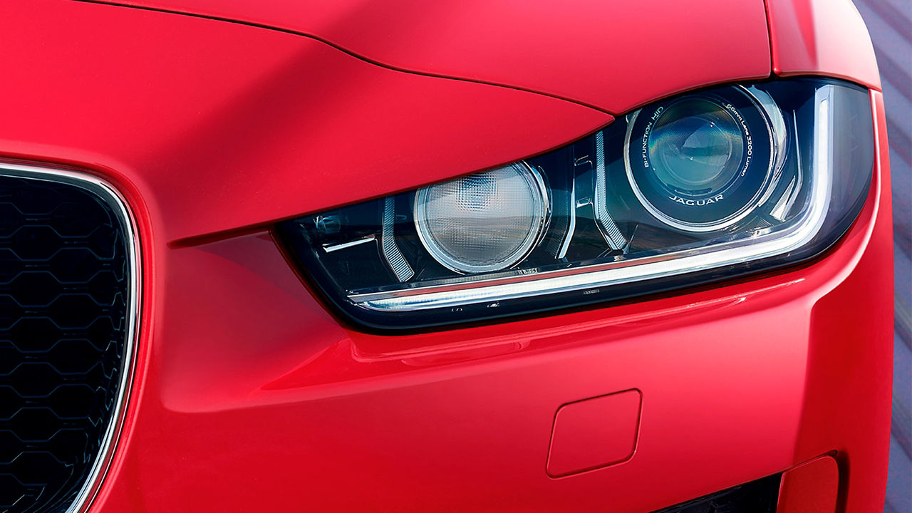 Jaguar XE closeup headlight view