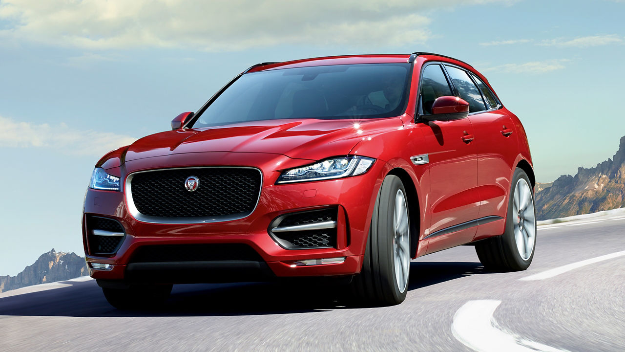 Jaguar F-Pace moving on road 