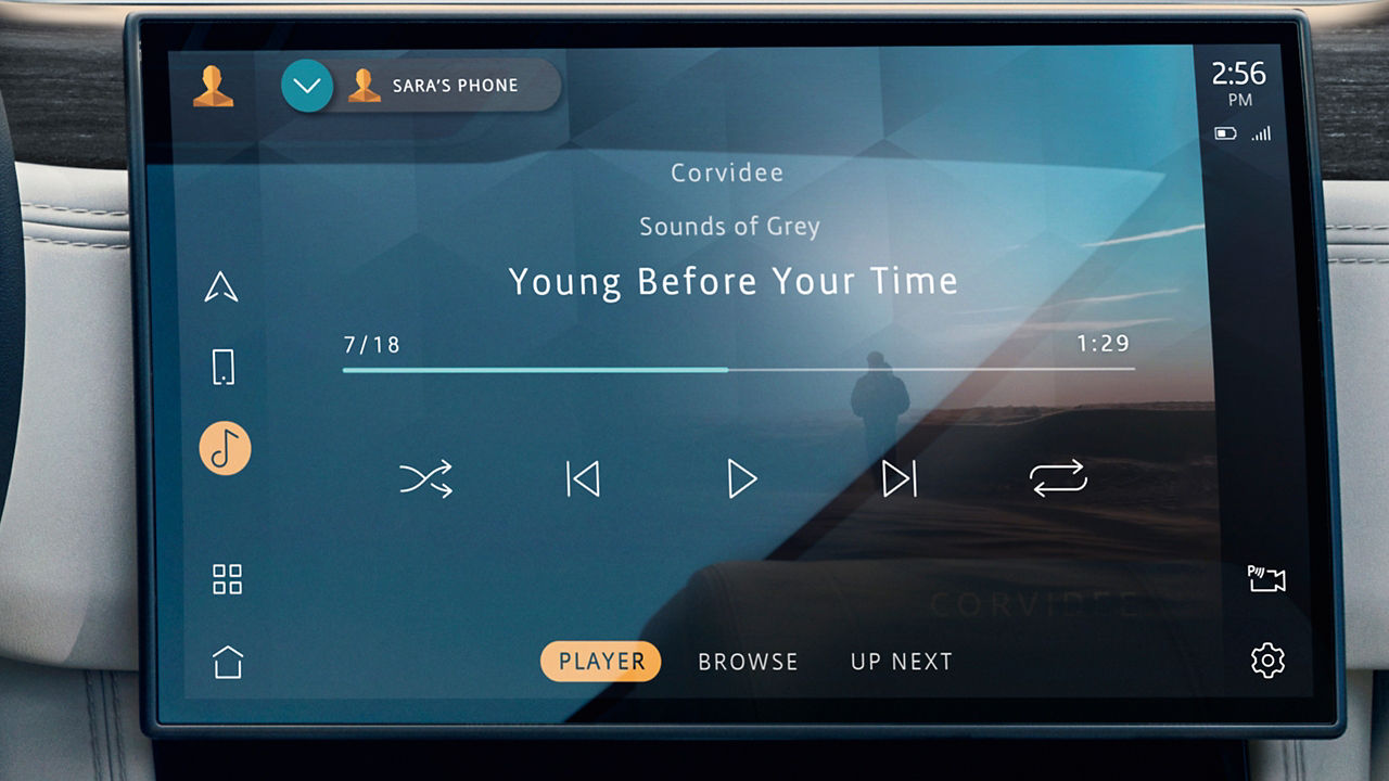 Closeup of music system screen