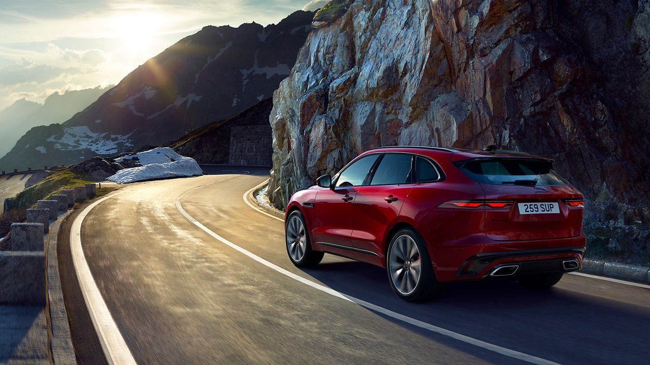  Jaguar F-Pace moving on mountain road