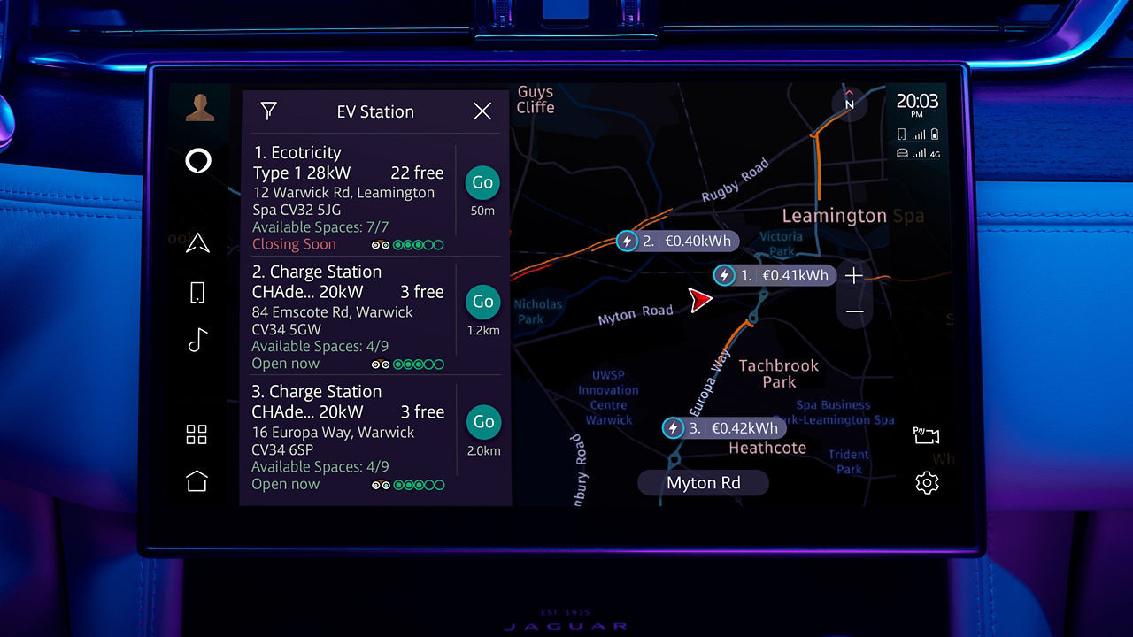 Jaguar infotainment touch screen display