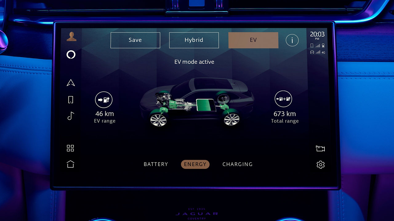 Infotainment touch screen display of Jaguar