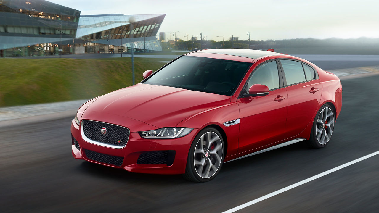 Jaguar XE running on road