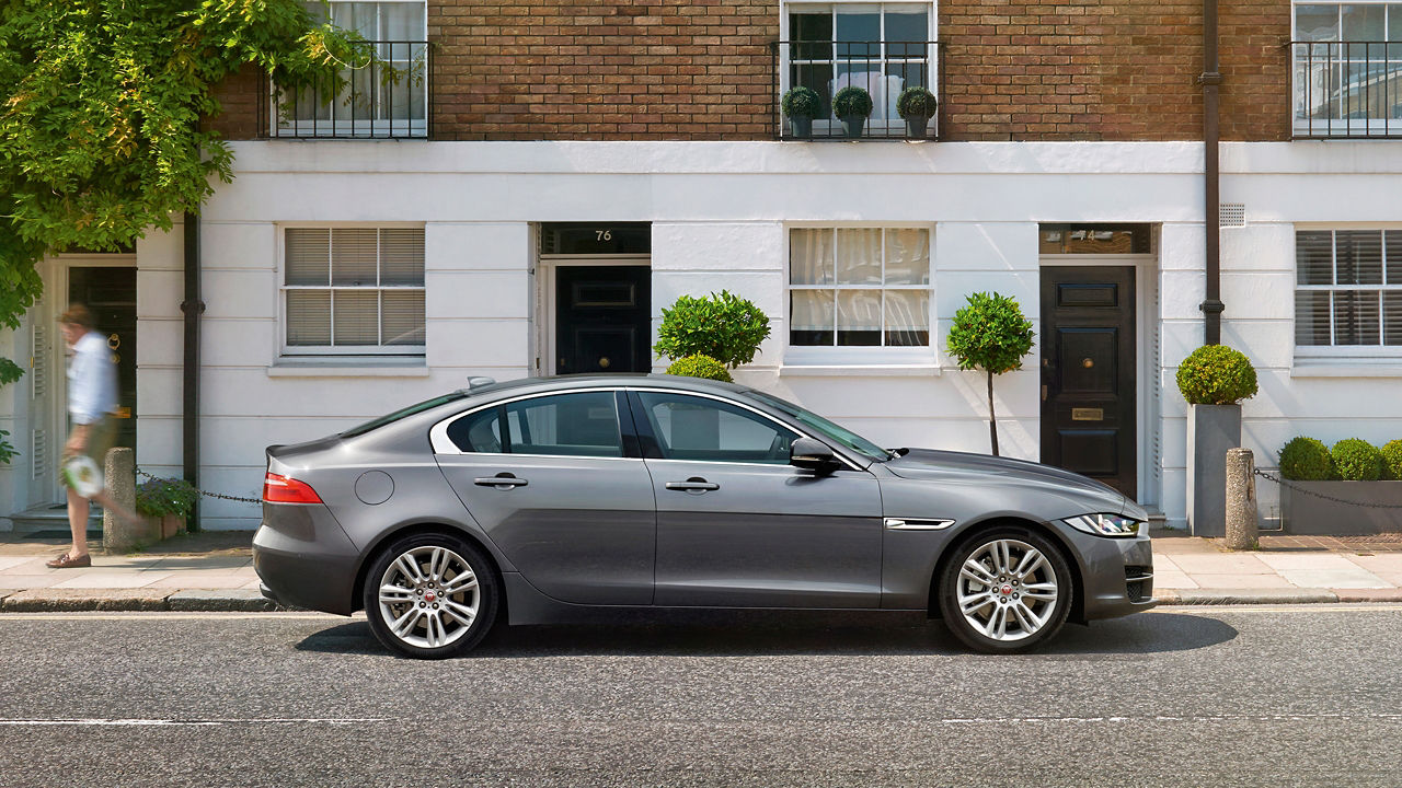 Jaguar XE Parked outside of Apartment