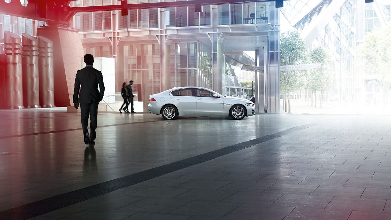 Jaguar XE Parked at Corporate Buidling