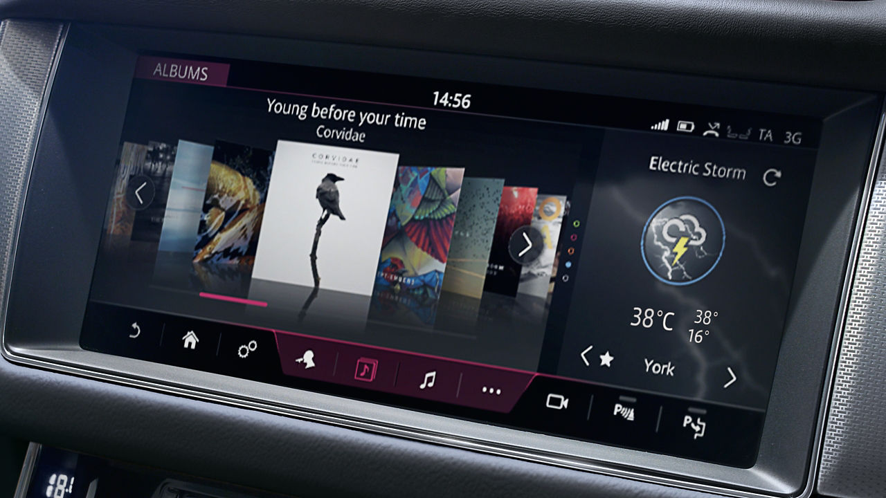 Display Screen of a Jaguar XF Car