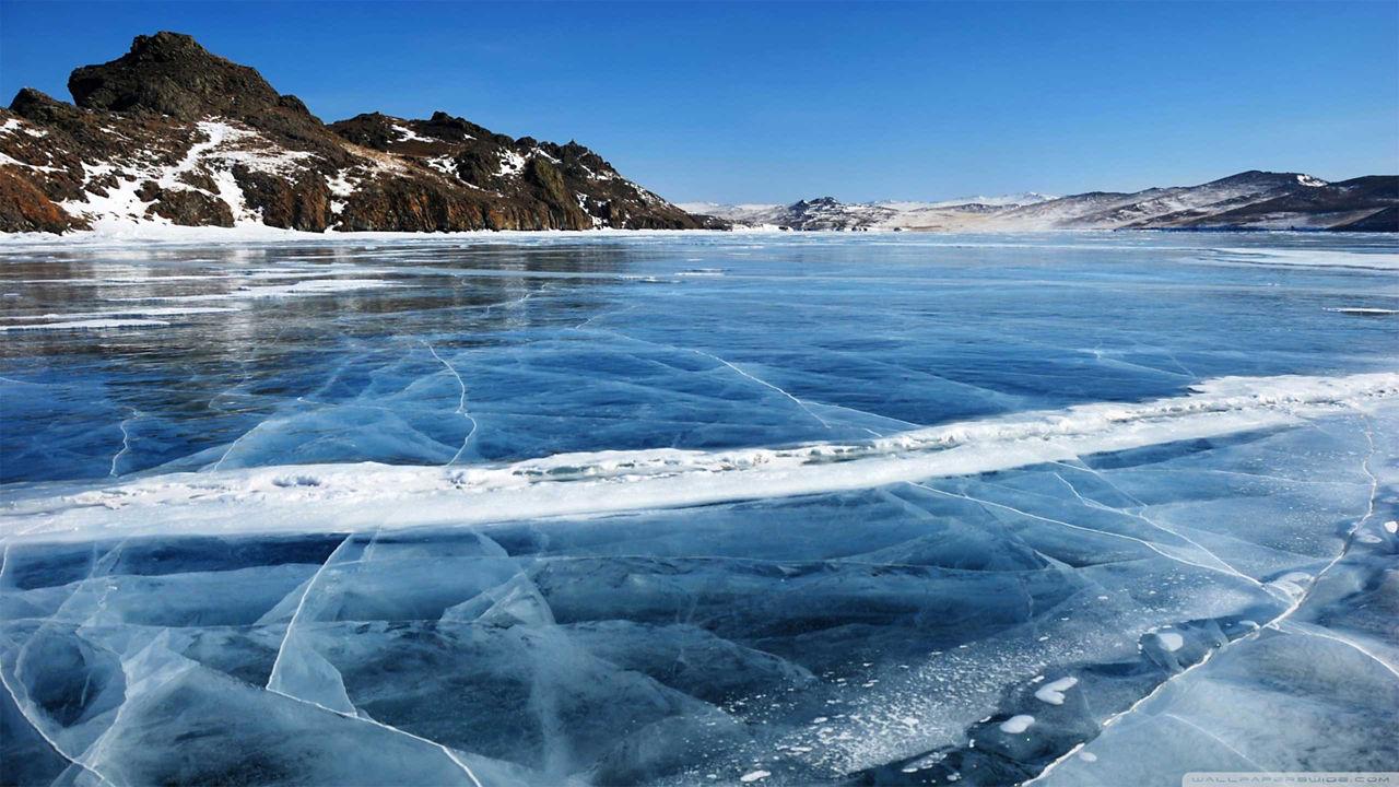 The frozen Lake Baikal