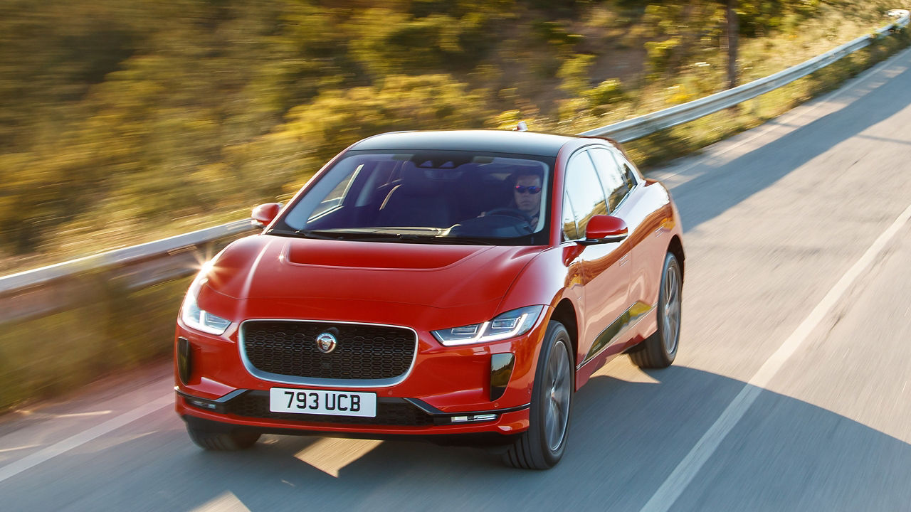 Jaguar I PACE running on road