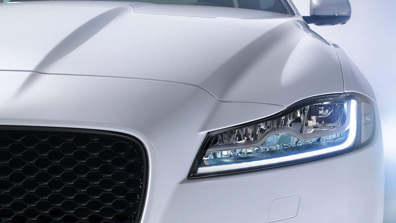 Jaguar XF Head light Close up view
