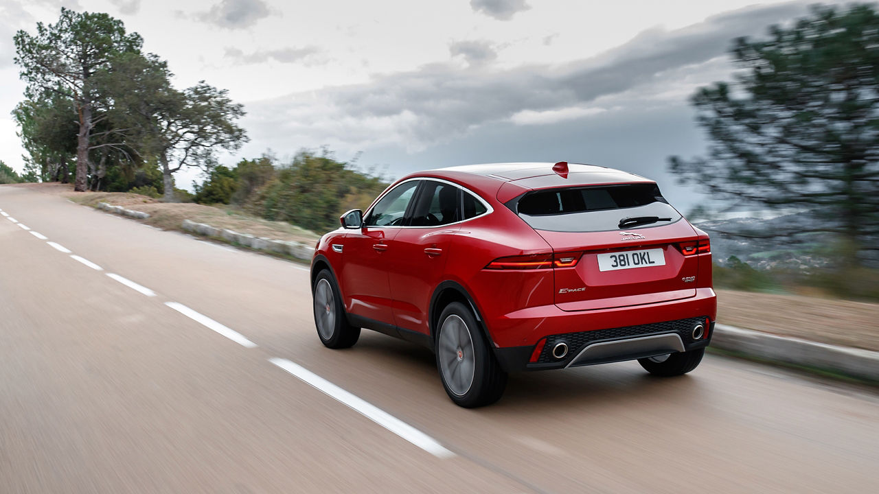 Jaguar E-PACE Moving on Hilly Road