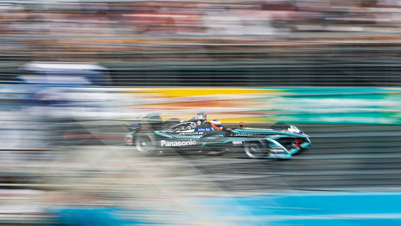 Panasonic Jaguar Racing Car Running on Tracker