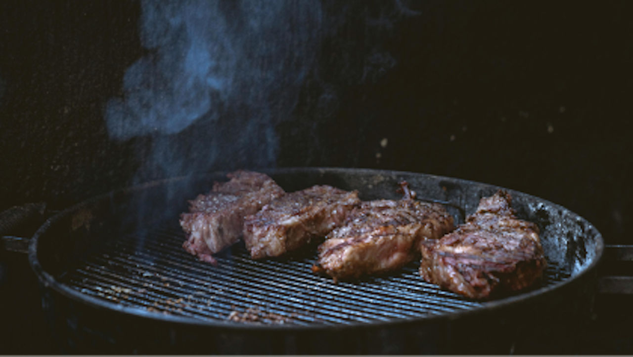 View of grilled meat.